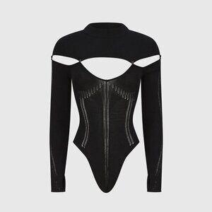Maniere De Voir Black Cut-Out Bodysuit